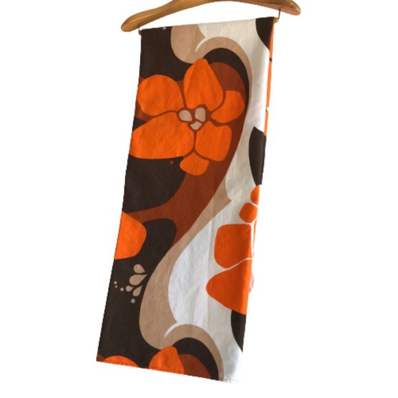 Vintage Orange Brown Floral Psychedelic Tablecloth - Picture 11 of 11